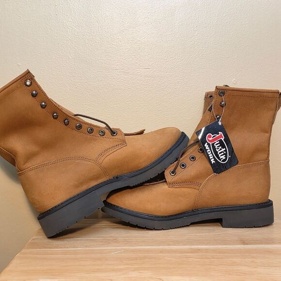 Justin Conductor 8" Work Boots Electrical Soft Toe 760 Made In USA Men's 10 EE - Picture 4 of 7